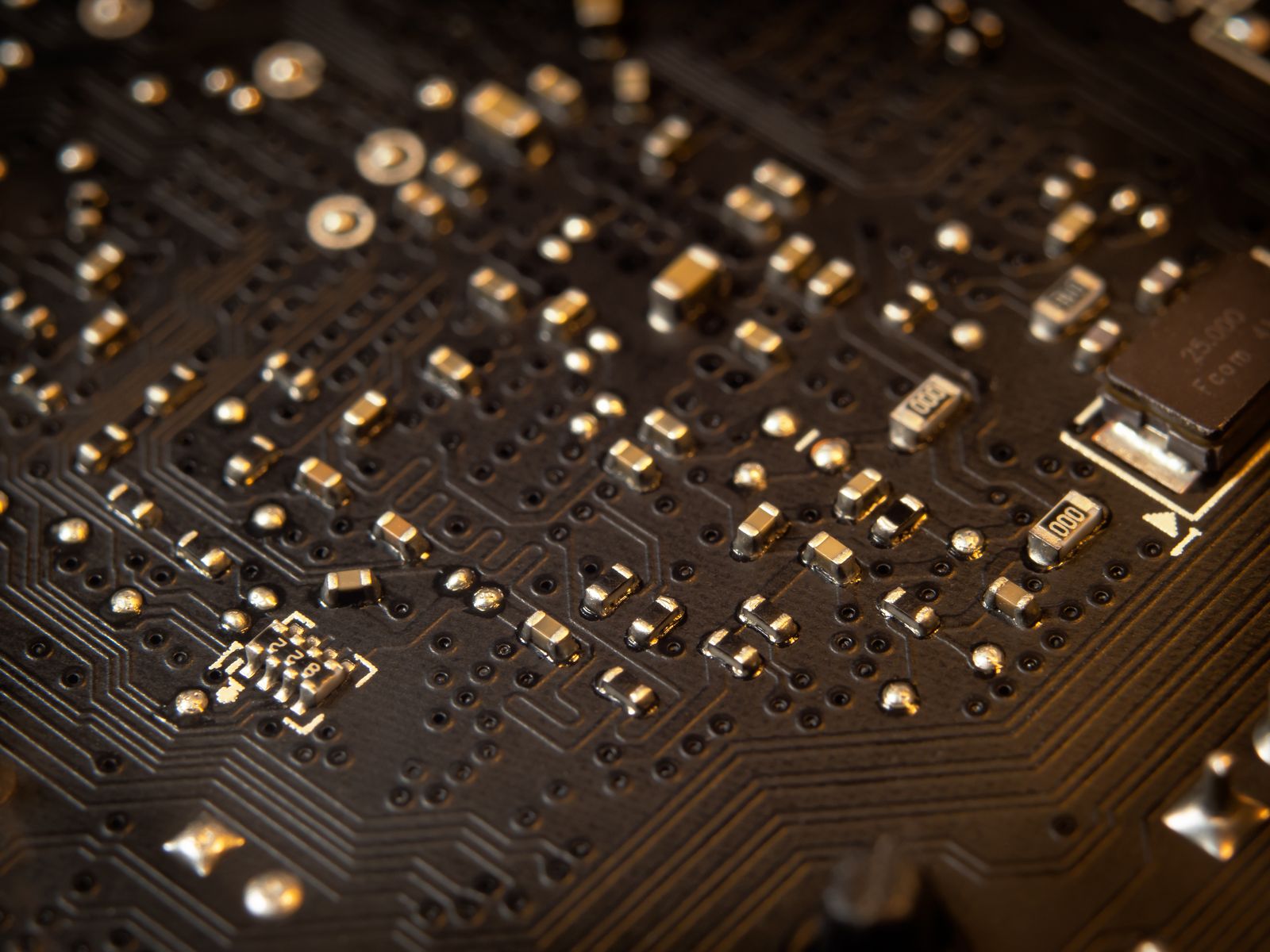 Electronic components on a small circuit board, used as an editorial illustration for REACH and SVHC evidence checks.