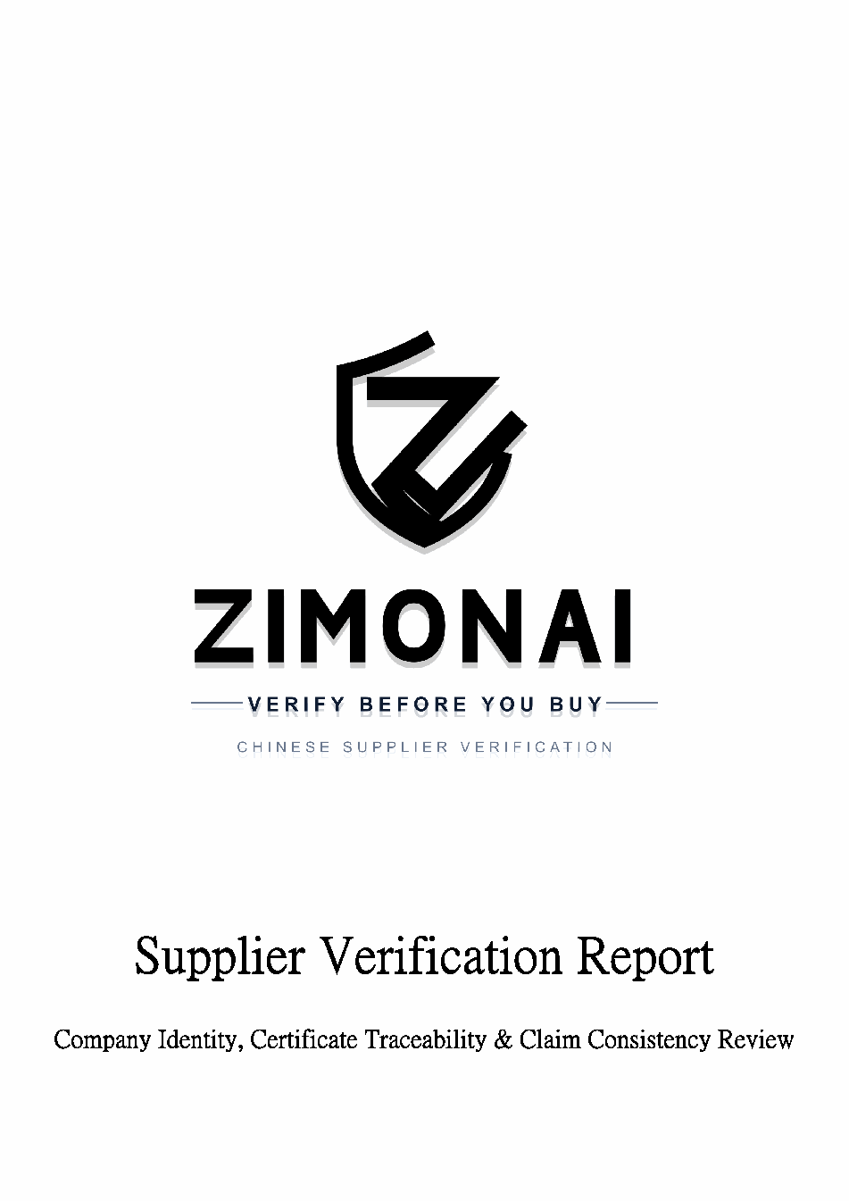Unaltered cover of ZimonAI’s existing Supplier Verification Report sample.